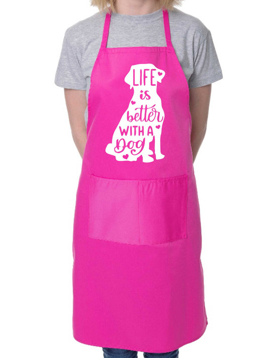 Life Is Better With A Dog Apron Dog Lover Novelty Baking BBQ Cooking