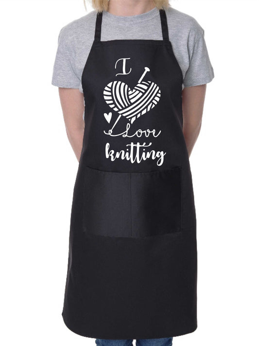 I love Knitting Apron Baking Crafting Cooking Apron