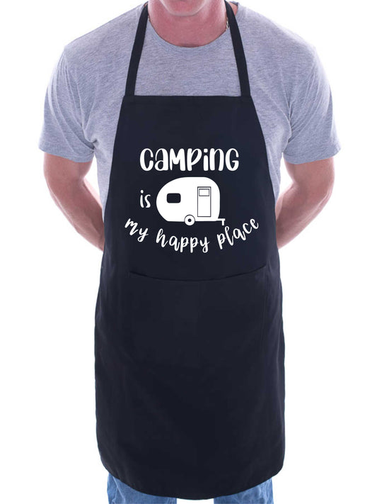 Camping Is My Happy Place Apron Baking BBQ Cooking