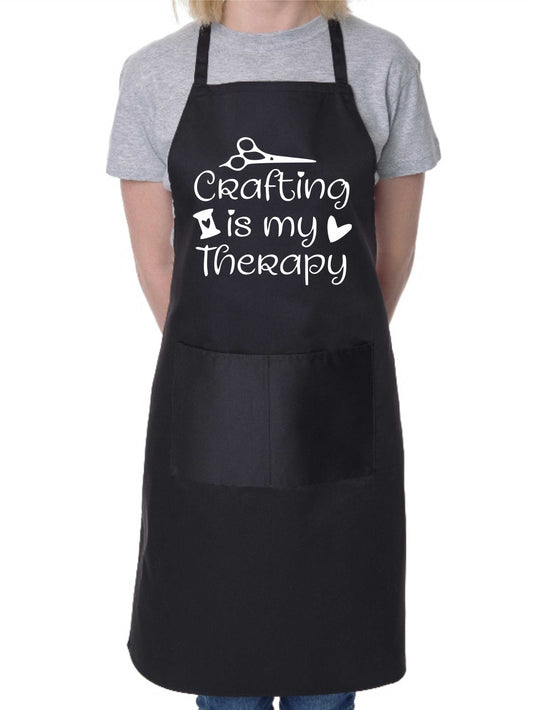 Crafting Is My Therapy Funny Crafting Knitting Apron Novelty Baking Cooking