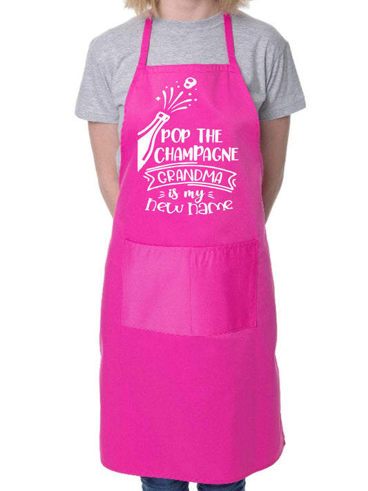 Pop The Champagne I'm A Grandma Nan Funny Apron Baking Cooking Apron