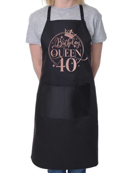 Birthday Queen 40 Ladies Apron 40th Birthday Gift Funny Apron In Rose Gold Design Cooking Apron