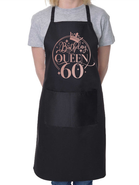 Birthday Queen 60 Ladies Apron 60th Birthday Gift Funny Apron In Rose Gold Design Cooking Apron