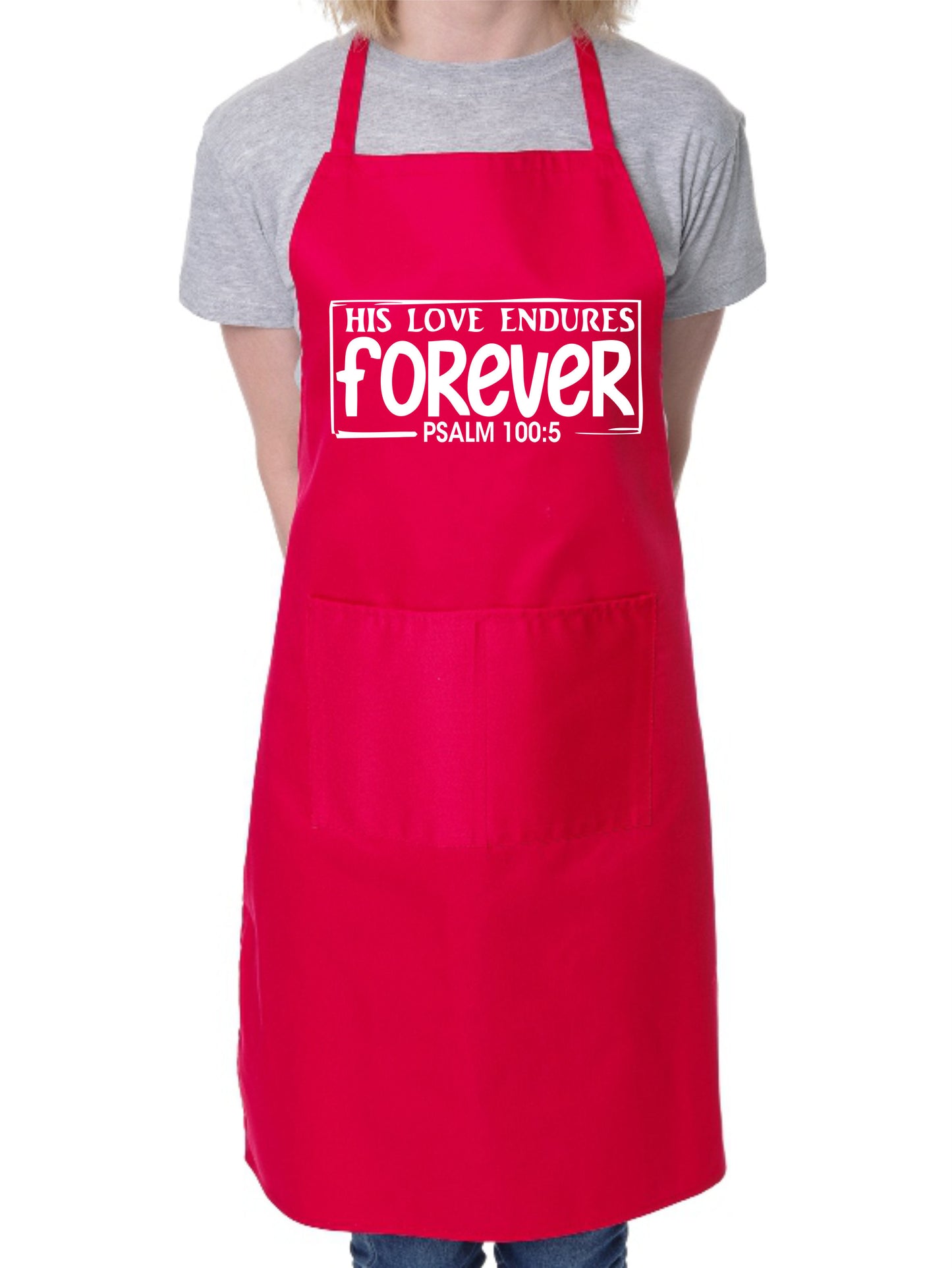 His Love Endures Church Christian Funny Apron Baking Cooking Apron