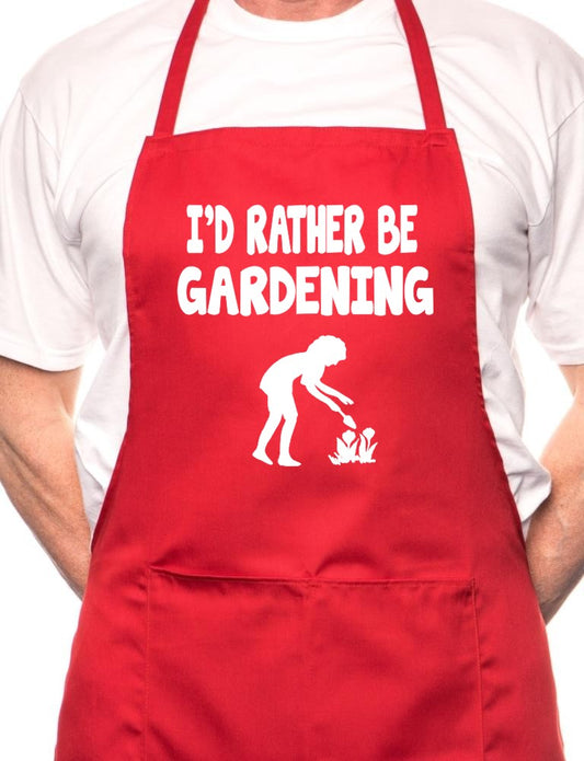 Adult I'd Rather Be Gardening BBQ Cooking Funny Novelty Apron