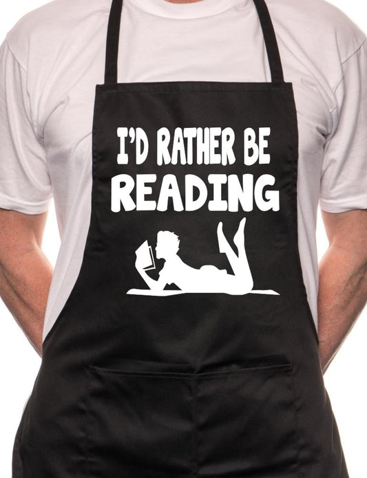 Adult I'd Rather Be Reading BBQ Cooking Funny Novelty Apron