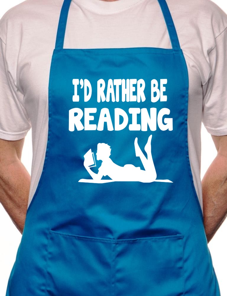 Adult I'd Rather Be Reading BBQ Cooking Funny Novelty Apron