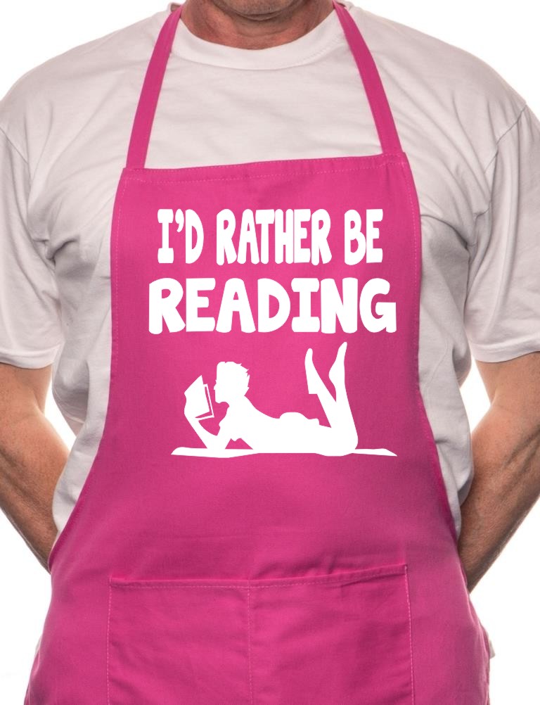 Adult I'd Rather Be Reading BBQ Cooking Funny Novelty Apron