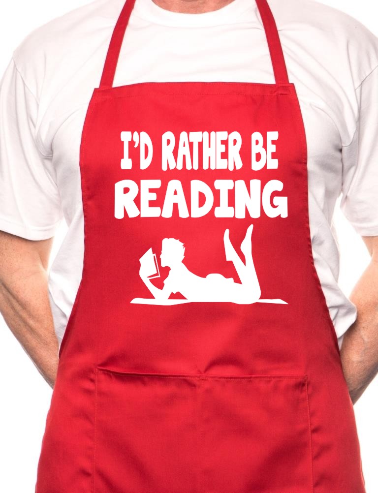 Adult I'd Rather Be Reading BBQ Cooking Funny Novelty Apron