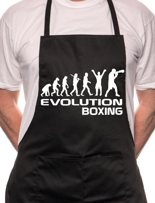 Adult Evolution Of Boxing Boxer BBQ Cooking Funny Novelty Apron