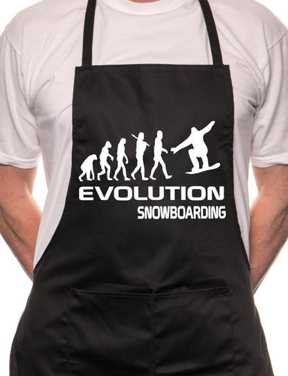 Adult Evolution Of Snowboarding BBQ Cooking Funny Novelty Apron