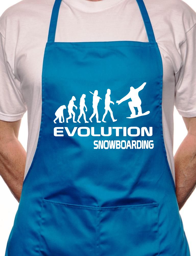 Adult Evolution Of Snowboarding BBQ Cooking Funny Novelty Apron