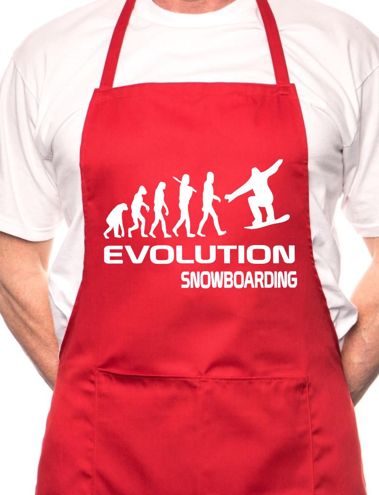 Adult Evolution Of Snowboarding BBQ Cooking Funny Novelty Apron