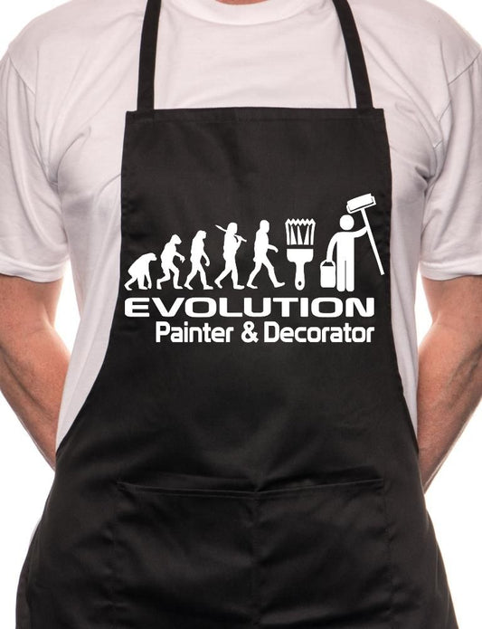 Adult Evolution Of Painter & Decorator BBQ Cooking Funny Novelty Apron