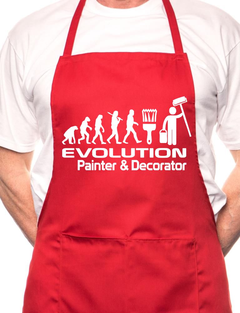 Adult Evolution Of Painter & Decorator BBQ Cooking Funny Novelty Apron