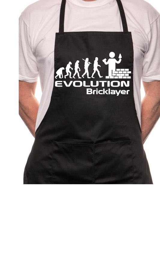 Adult Evolution Of Bricklayer Brickie BBQ Cooking Funny Novelty Apron