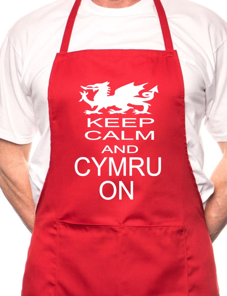 Adult Keep Calm and Cymru On BBQ Cooking Funny Novelty Apron