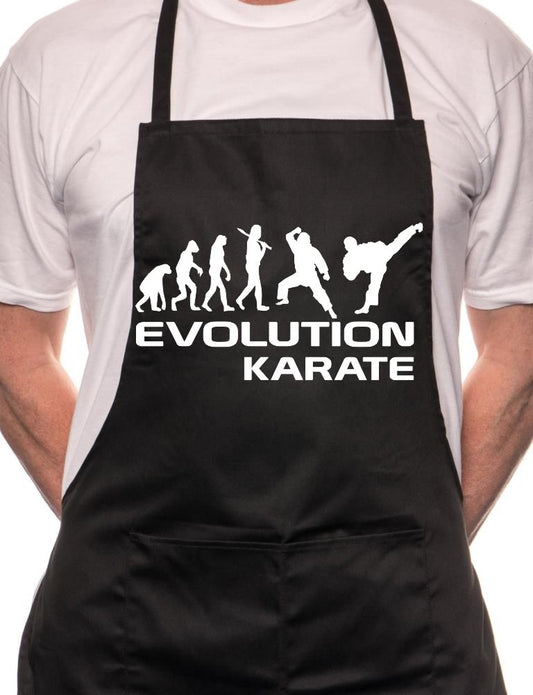 Adult Evolution Of Karate Martial Arts BBQ Cooking Funny Novelty Apron