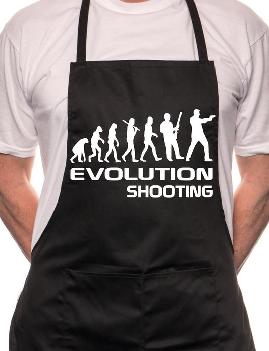 Adult Evolution Of Shooting BBQ Cooking Funny Novelty Apron