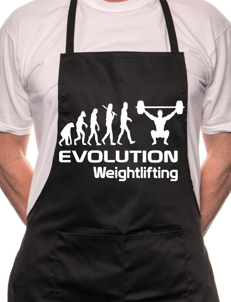 Evolution Of Weightlifting BBQ Cooking Apron