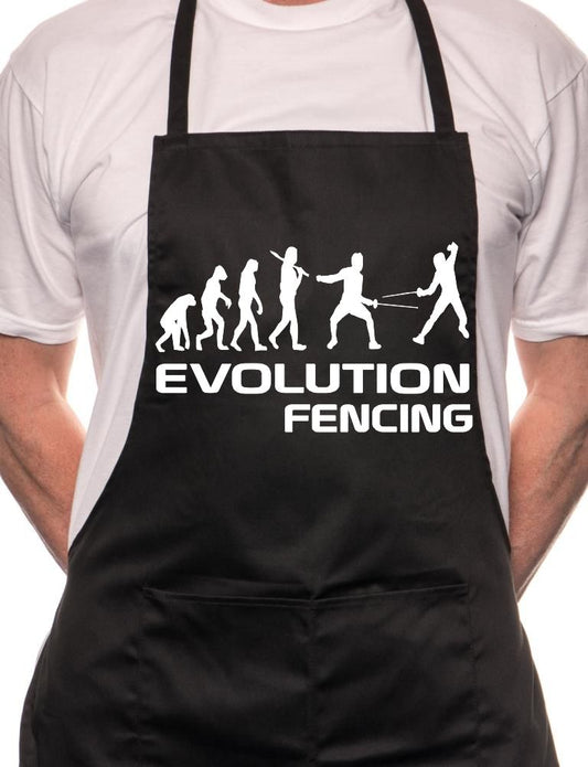 Adult Evolution Of Fencing BBQ Cooking Funny Novelty Apron