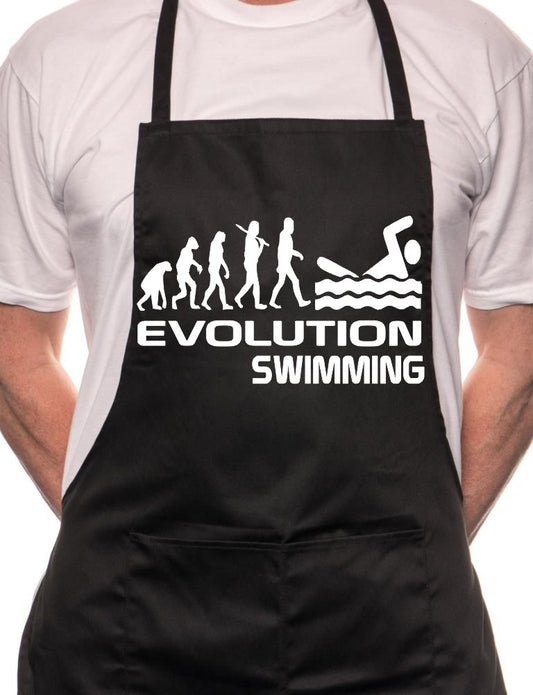 Adult Evolution Of Swimming Gift BBQ Cooking Funny Novelty Apron