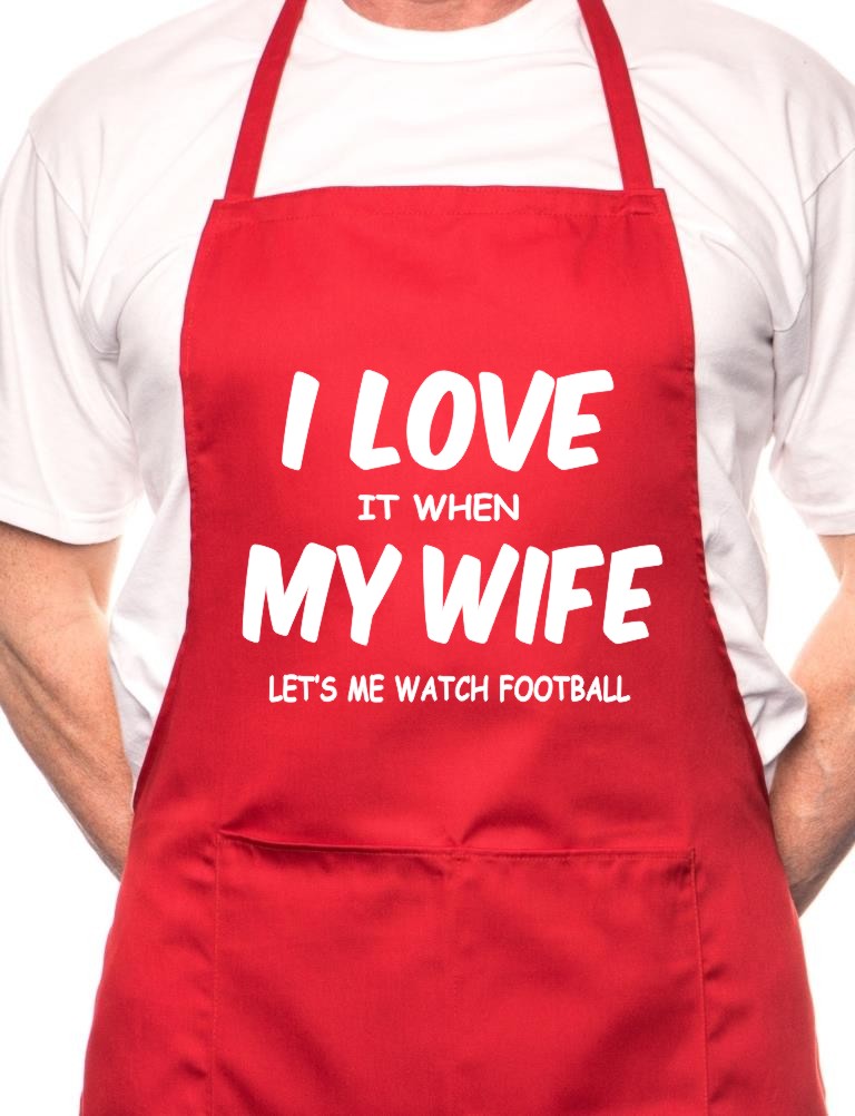 Love It When Wife Lets Me Watch Football BBQ Cooking Apron