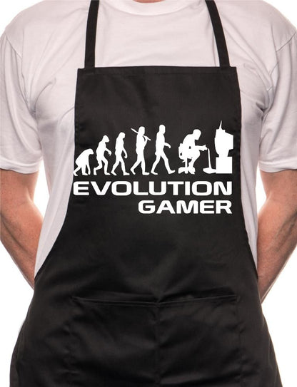 Adult Evolution Of Gamer BBQ Cooking Funny Novelty Apron