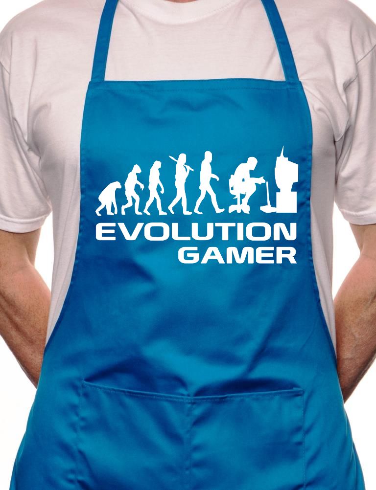 Adult Evolution Of Gamer BBQ Cooking Funny Novelty Apron