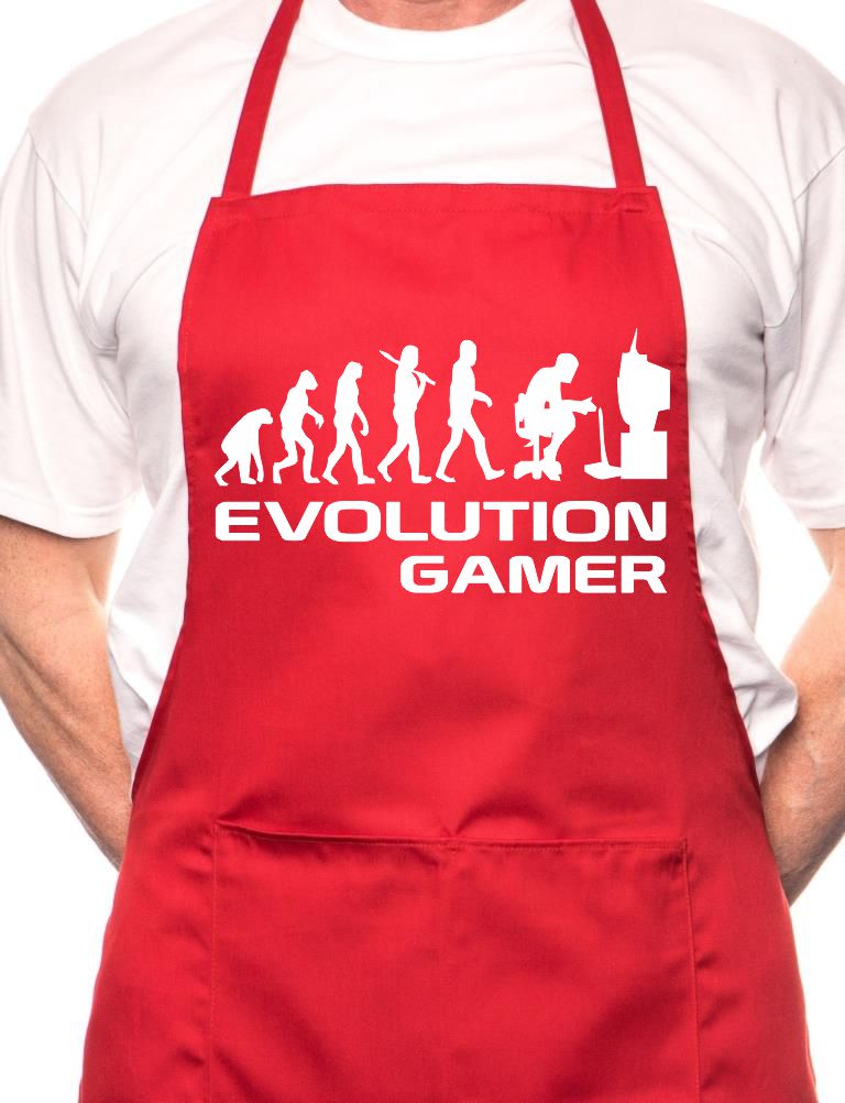 Adult Evolution Of Gamer BBQ Cooking Funny Novelty Apron