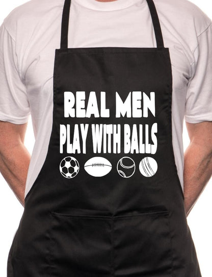 Real Men Play With Balls BBQ Cooking Apron