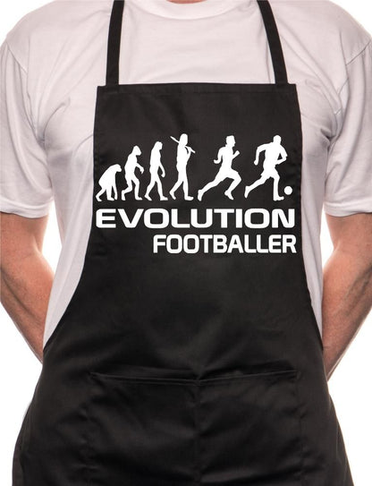 Adult Evolution Of Footballer Football BBQ Cooking Funny Novelty Apron