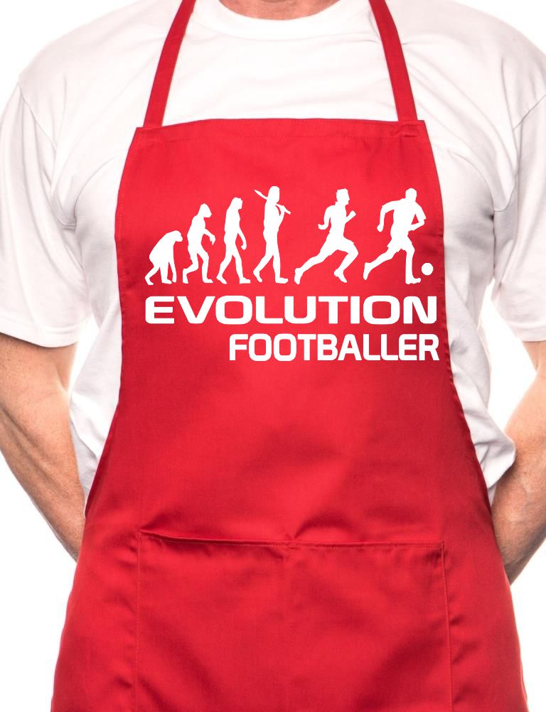 Adult Evolution Of Footballer Football BBQ Cooking Funny Novelty Apron