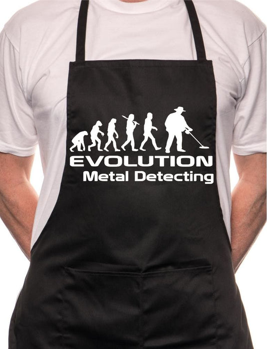 Adult Evolution Of Metal Detecting BBQ Cooking Funny Novelty Apron