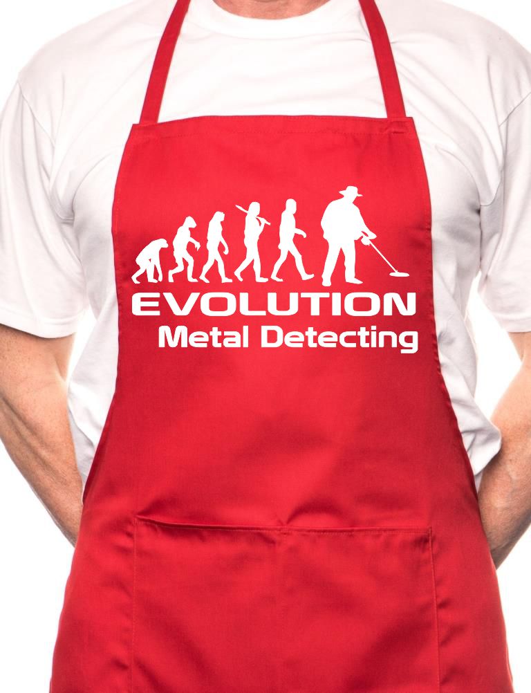 Adult Evolution Of Metal Detecting BBQ Cooking Funny Novelty Apron