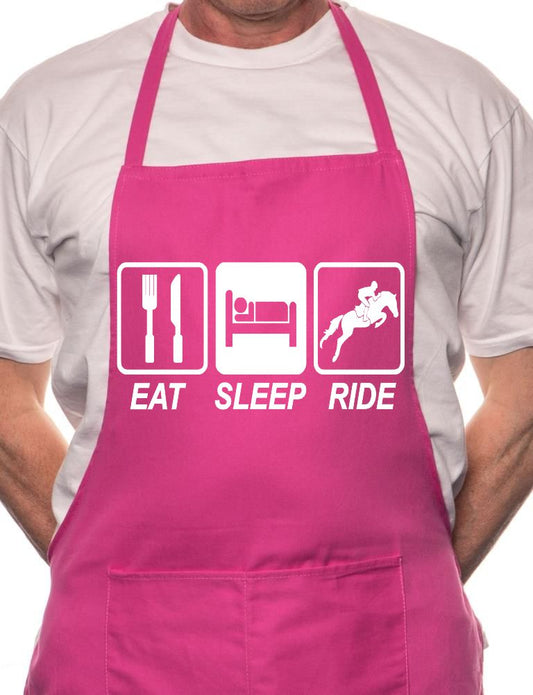 Adult Eat Sleep Ride Horse Riding BBQ Cooking Funny Novelty Apron