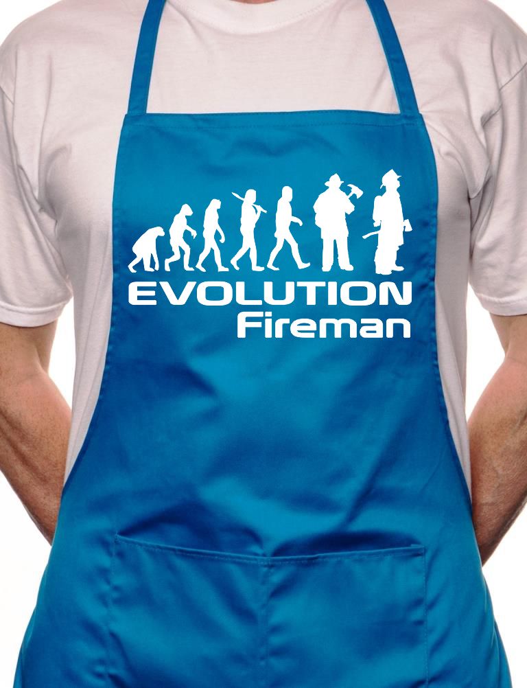 Adult Evolution Of Fireman Firefighter BBQ Cooking Funny Novelty Apron