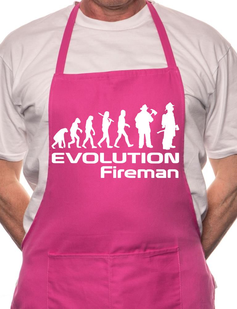 Adult Evolution Of Fireman Firefighter BBQ Cooking Funny Novelty Apron