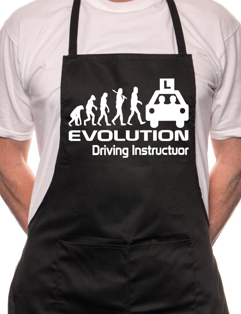 Adult Evolution Of Driving Instructor BBQ Cooking Funny Novelty Apron