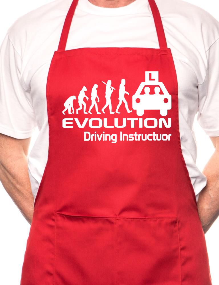 Adult Evolution Of Driving Instructor BBQ Cooking Funny Novelty Apron