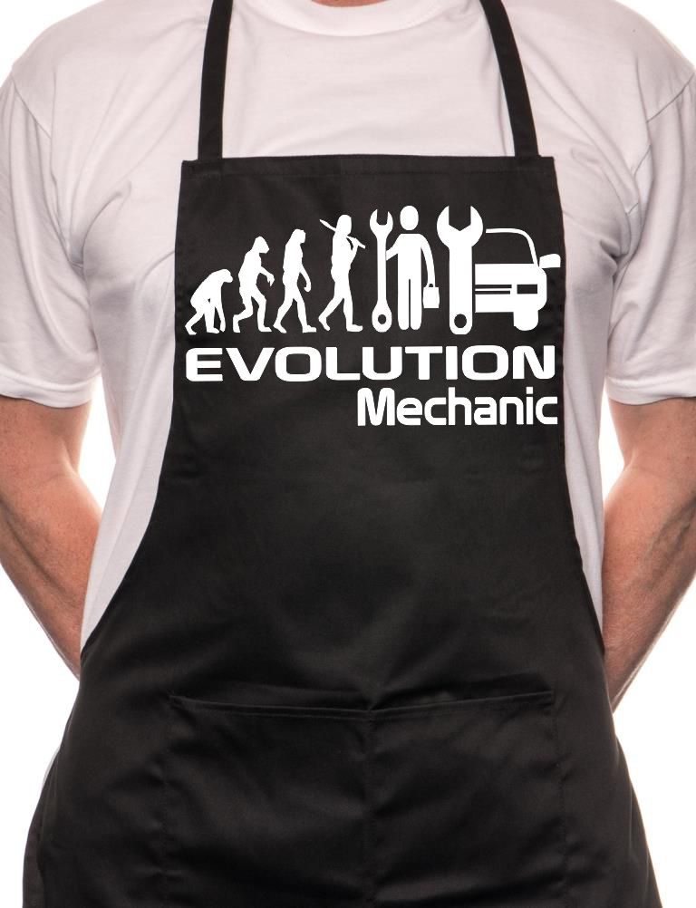 Adult Evolution Of Mechanic Cars BBQ Cooking Funny Novelty Apron