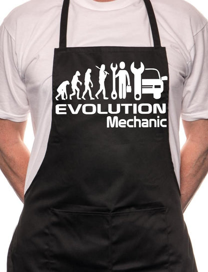 Adult Evolution Of Mechanic Cars BBQ Cooking Funny Novelty Apron