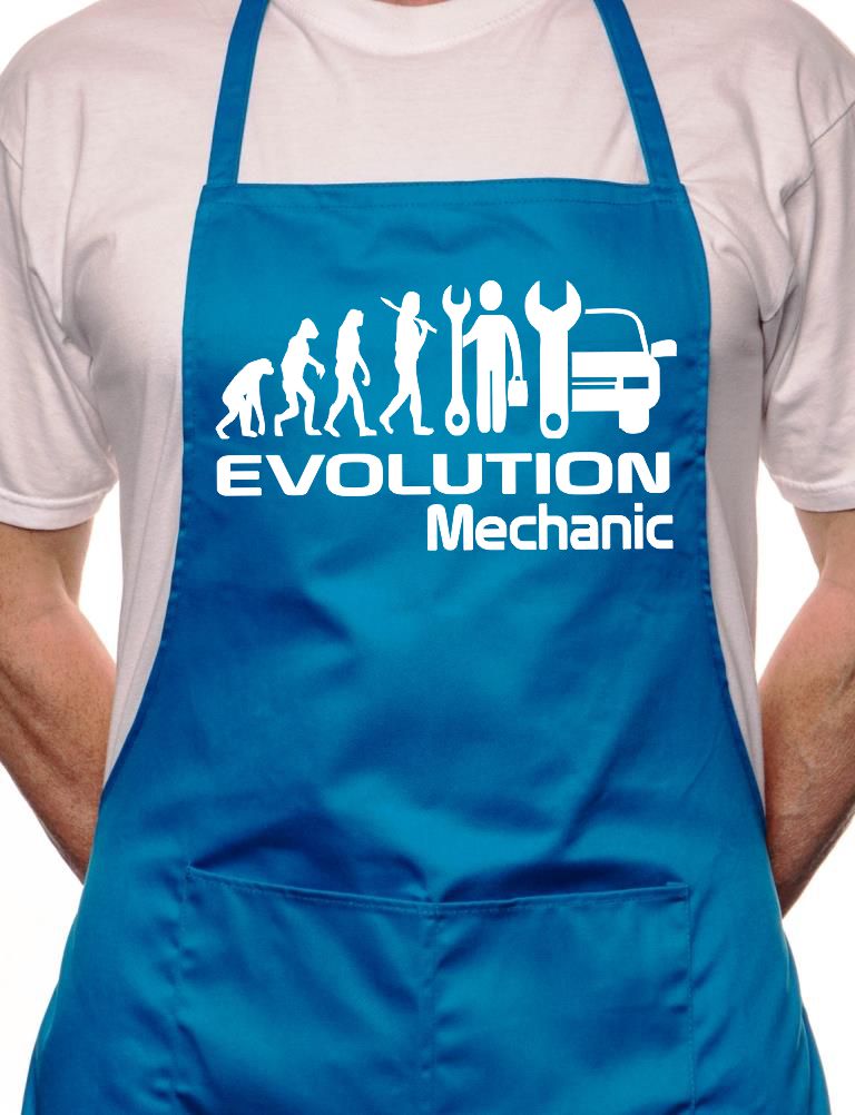 Adult Evolution Of Mechanic Cars BBQ Cooking Funny Novelty Apron