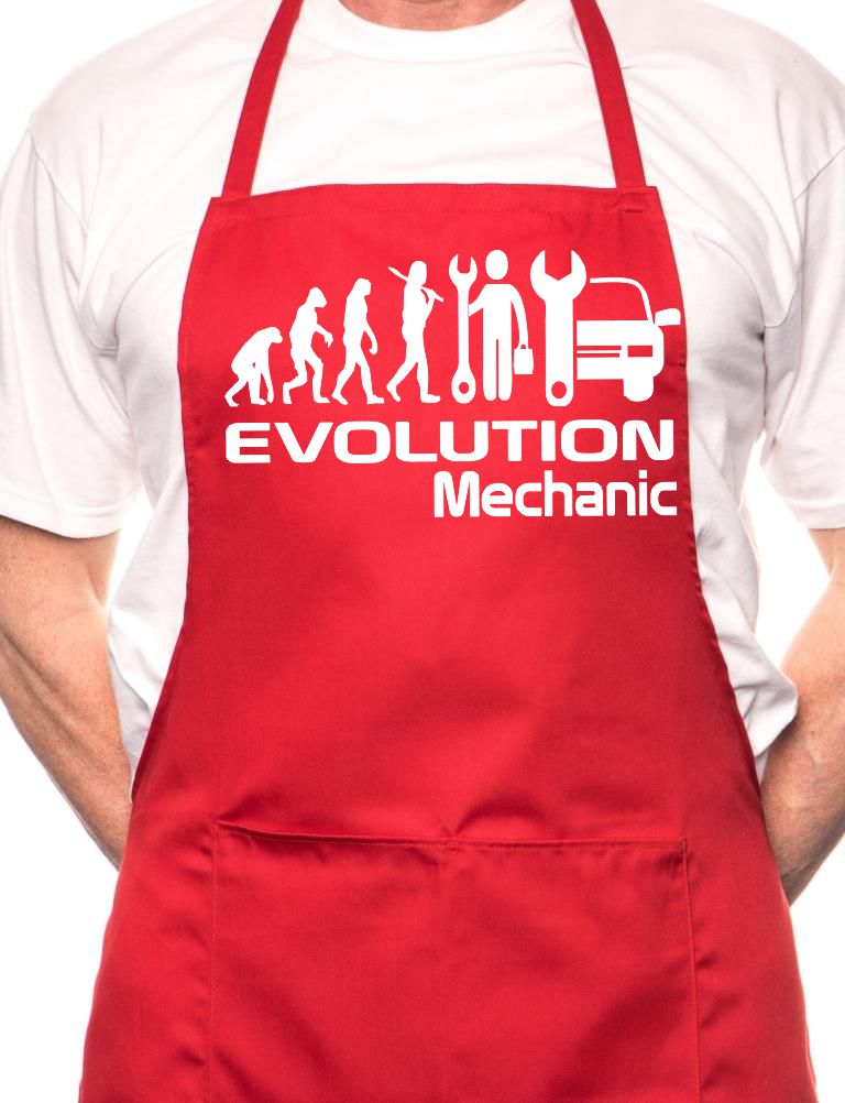 Adult Evolution Of Mechanic Cars BBQ Cooking Funny Novelty Apron