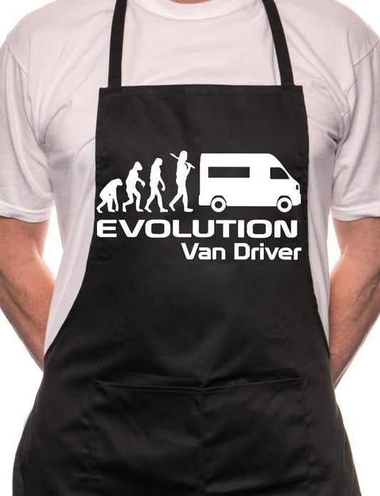 Adult Evolution Of Van Driver BBQ Cooking Funny Novelty Apron