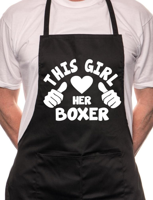 Adult This Girl Loves Her Boxer Dog BBQ Cooking Funny Novelty Apron