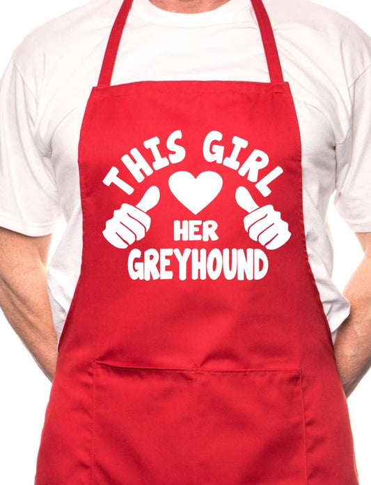 Adult This Girl Loves Her Greyhound Dog BBQ Cooking Funny Novelty Apron