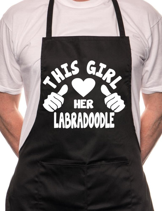 Adult This Girl Loves Her Labradoodle Dog BBQ Cooking Funny Novelty Apron