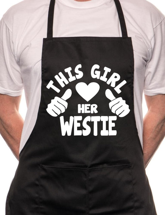 Adult This Girl Loves Her Westie Dog BBQ Cooking Funny Novelty Apron