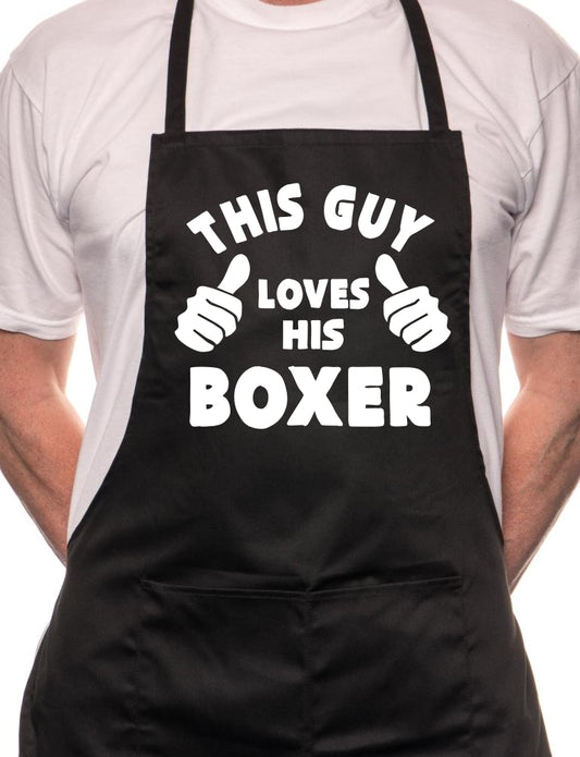 Adult This Guy Loves His Boxer BBQ Dog Cooking Funny Novelty Apron
